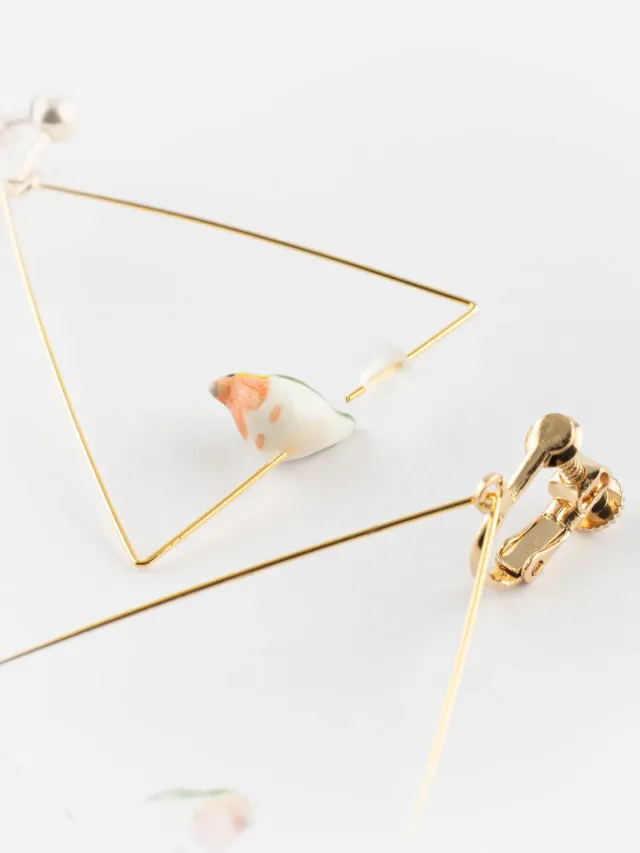 Nach Bijoux Créoles triangle à clip rouge-gorge boucles