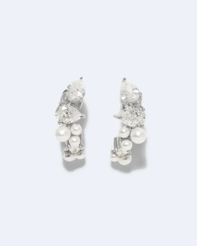 Completedworks Chasing Shadows boucles perle zirconia argent