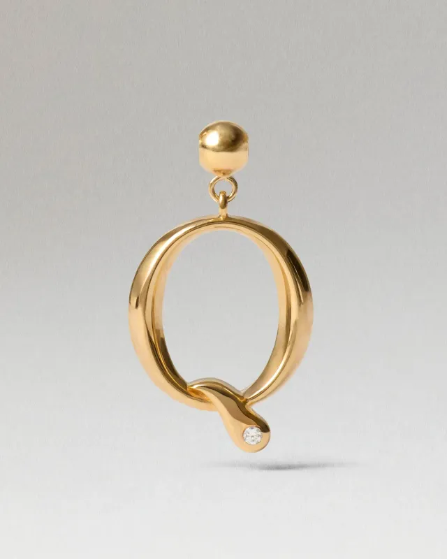 PDPAOLA Initial Q breloque plaqué or zirconia