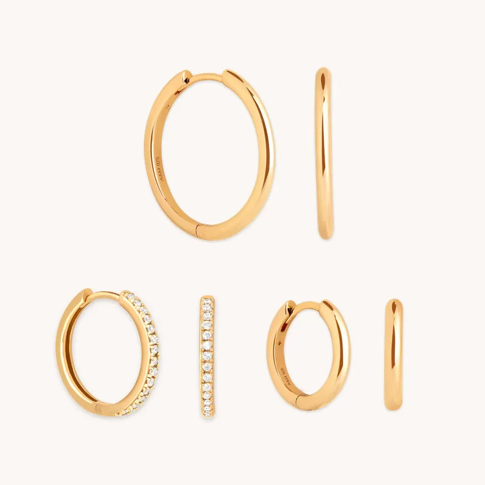 Astrid & Miyu Essential Hoops Stacking Set boucles d'oreilles dorées