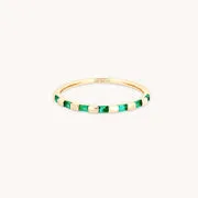 Astrid & Miyu Emerald Baguette créoles or massif vert
