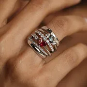 Astrid & Miyu Hidden Diamond Milestone bague or blanc diamant