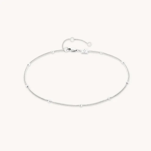 Astrid & Miyu Essential Beaded Chain Anklet bracelet cheville argent