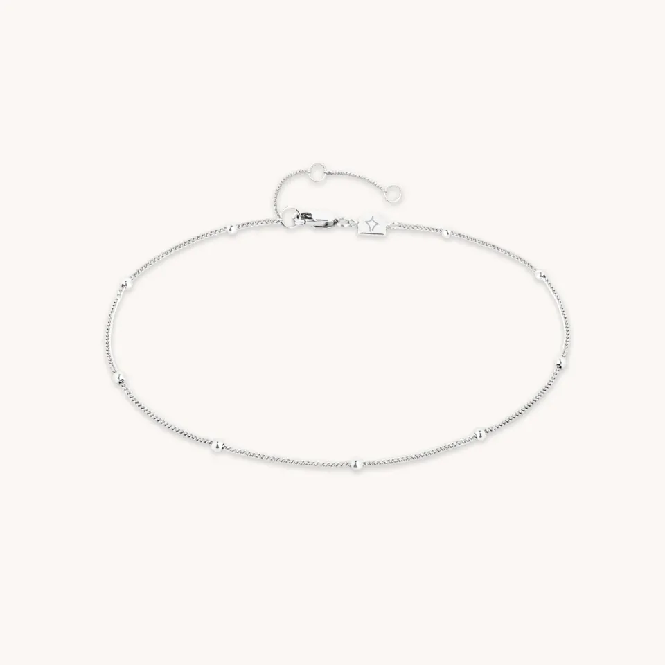 Astrid & Miyu Essential Beaded Chain Anklet bracelet cheville argent