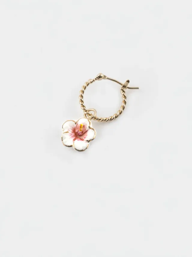 Nach Bijoux Mini créole hibiscus boucle doreille or fin à lunité