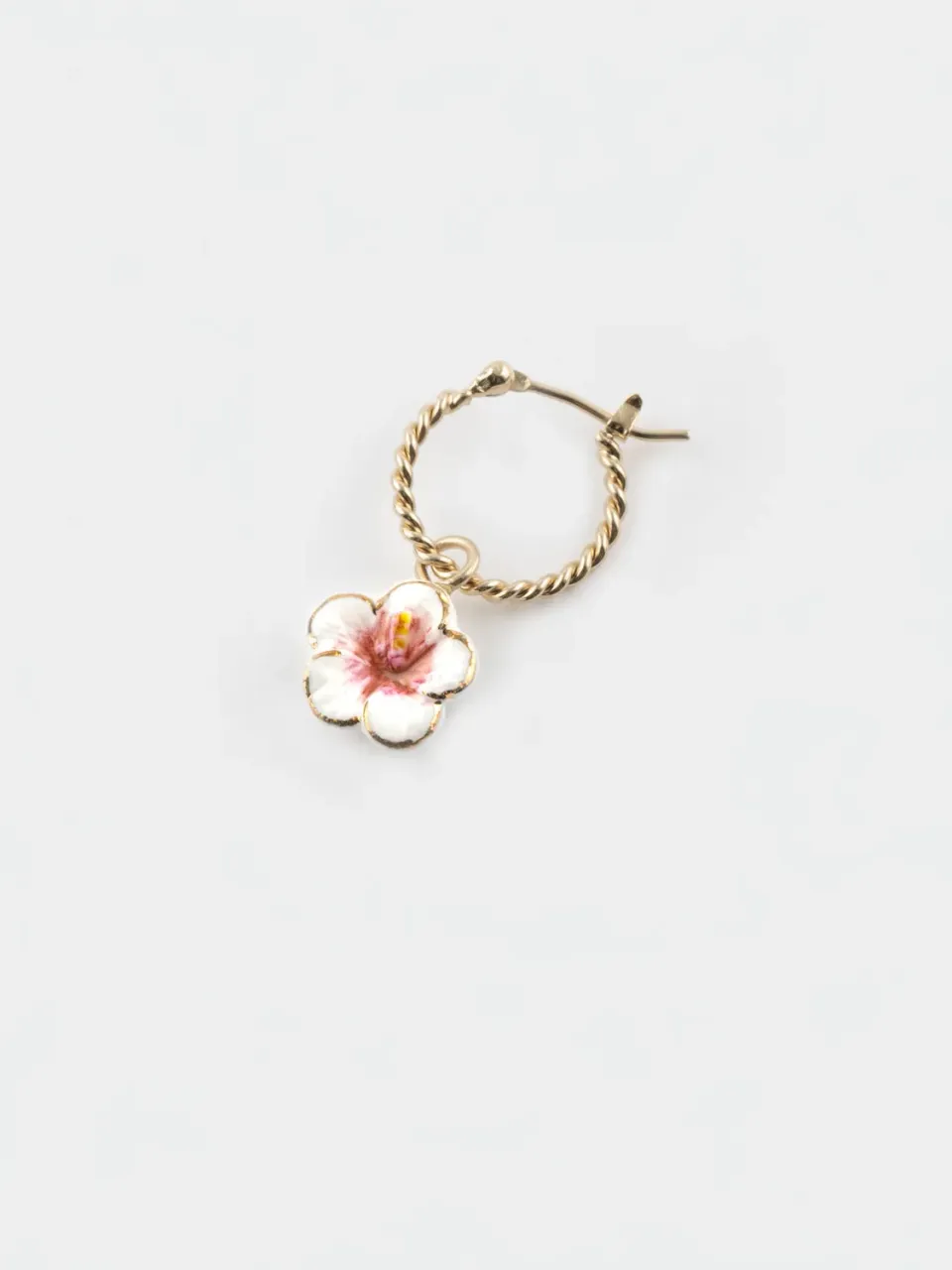 Nach Bijoux Mini créole hibiscus boucle doreille or fin à lunité