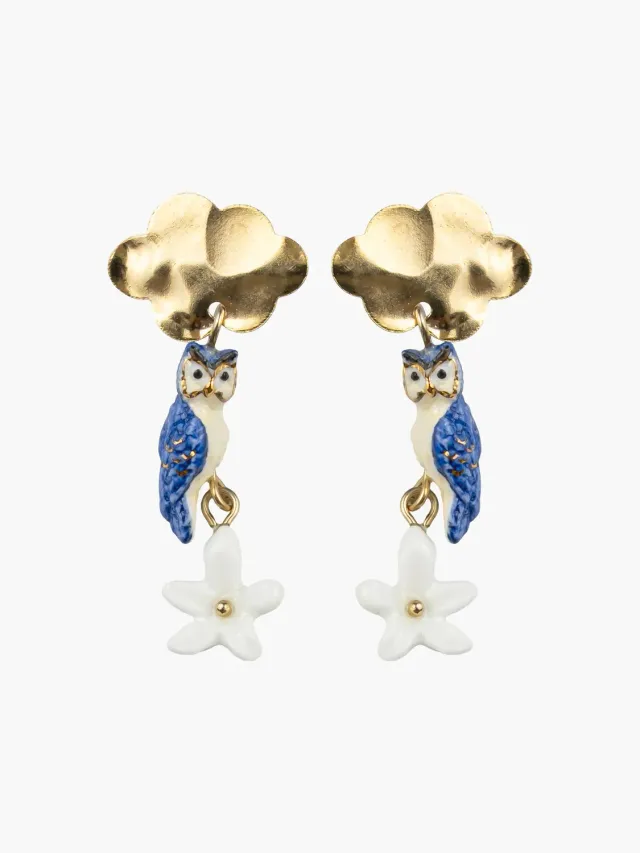 Nach Bijoux Nuage chouette et jasmin boucles doreilles bleues