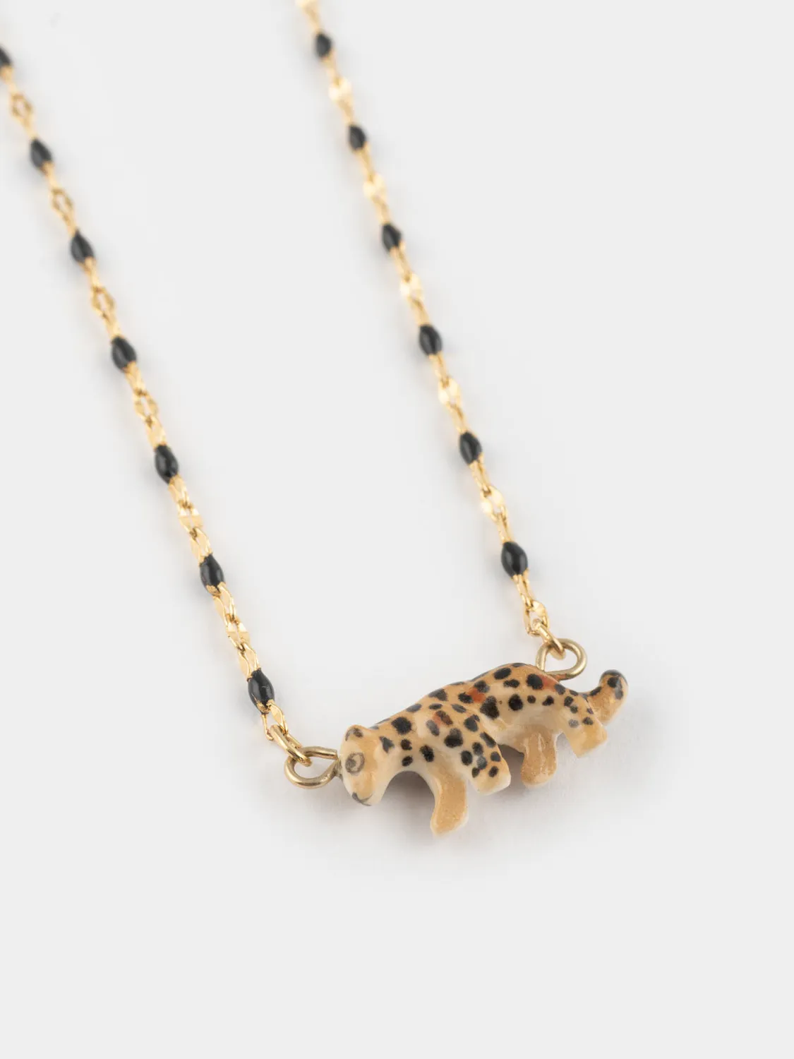 Nach Bijoux Idole sauvage perles et léopard collier porcelaine
