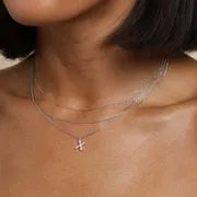 Astrid & Miyu X Initial Pavé collier argent initiale X