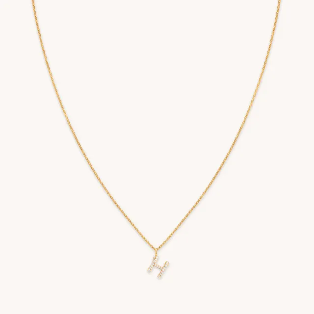 Astrid & Miyu H Initial Pavé collier pendentif doré
