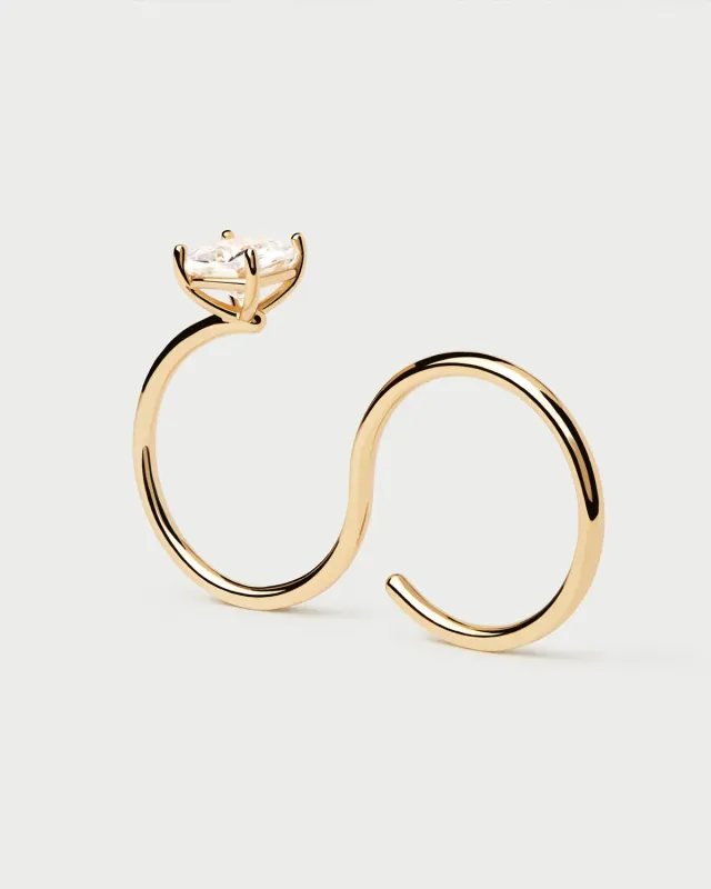 PDPAOLA Sofia Two Finger bague 2 doigts zirconia