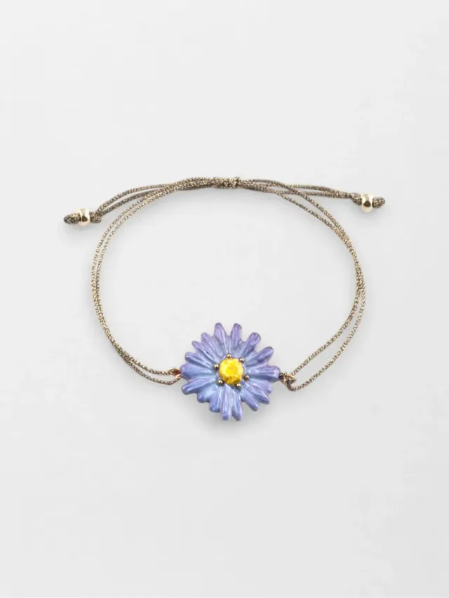 Nach Anémone bleue bracelet cordon irisé ajustable