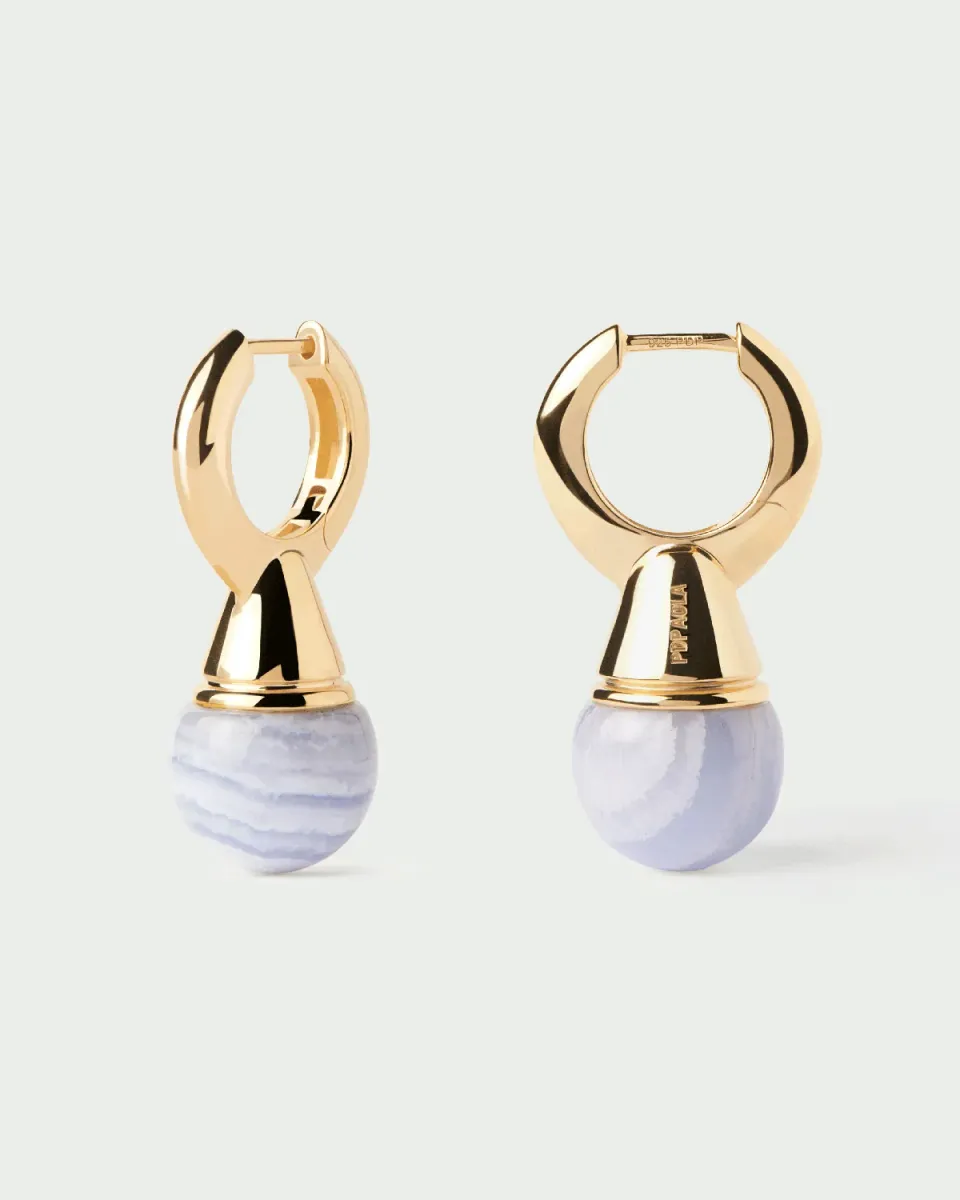 PDPAOLA Riviera créoles agate bleue 30 mm