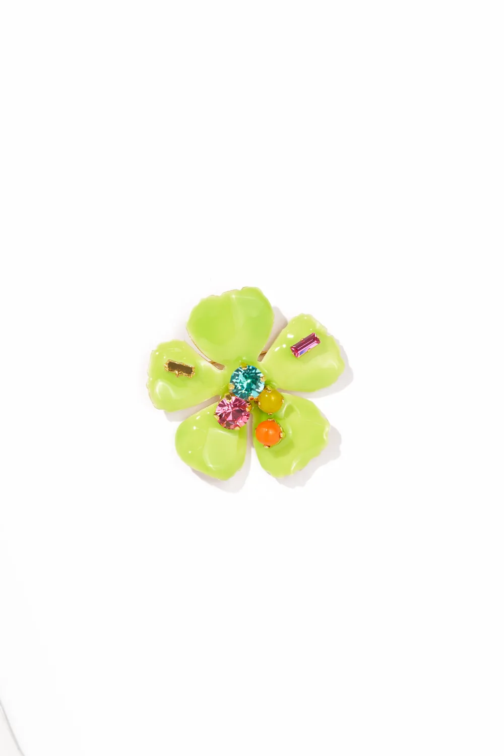 Philippe Ferrandis Ischia broche fleurs émail blanc dorée