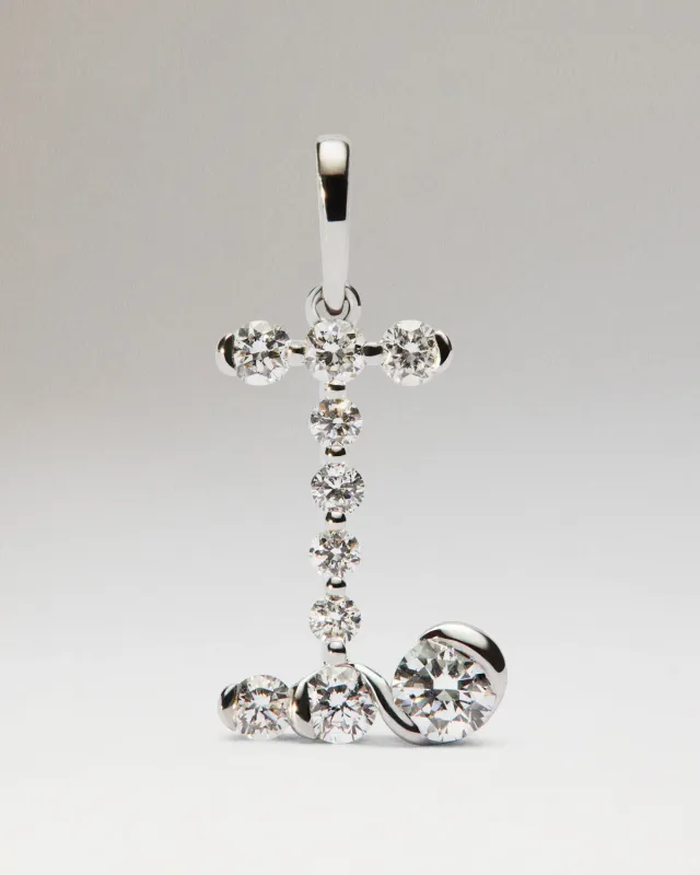 PDPAOLA Diamond Initials pendentif initiale I or blanc diamants