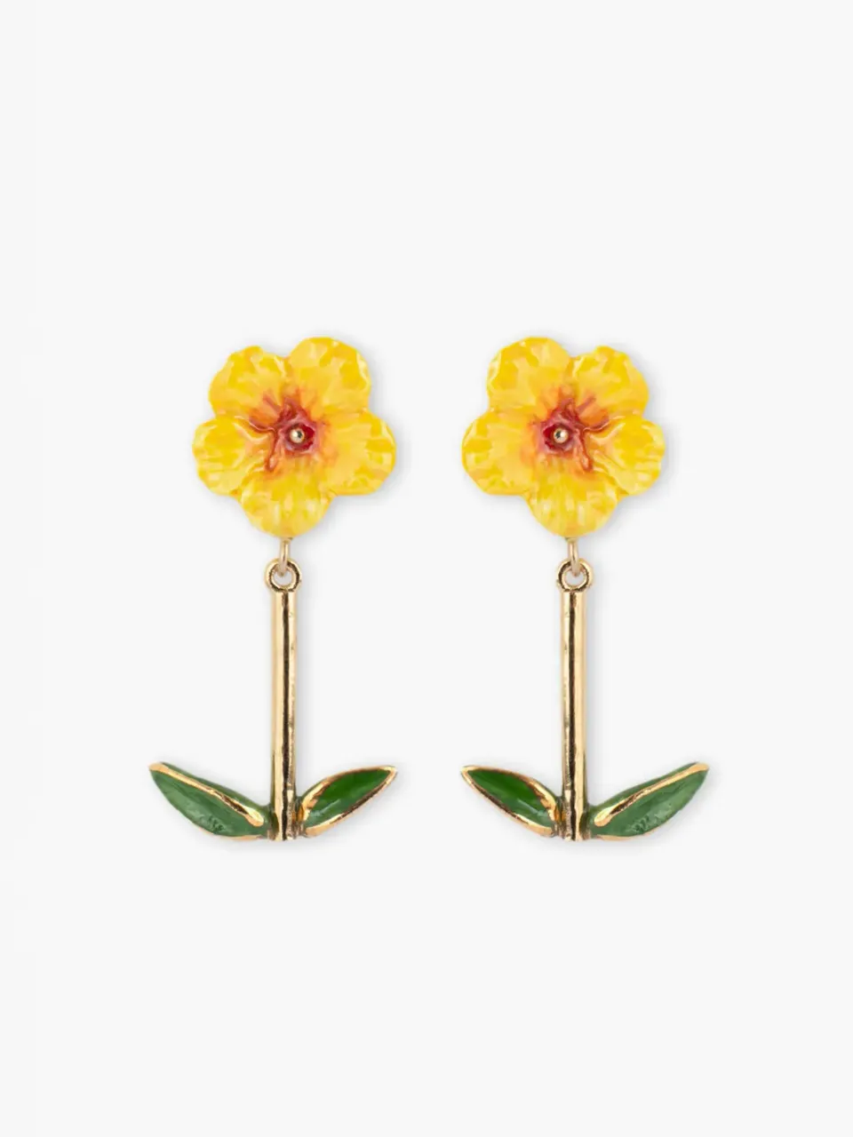 Nach Bijoux Hibiscus et feuilles boucles doreilles pendantes jaune