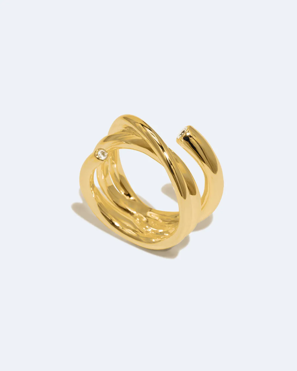 Completedworks Coil bague ouverte zirconia or vermeil taille R