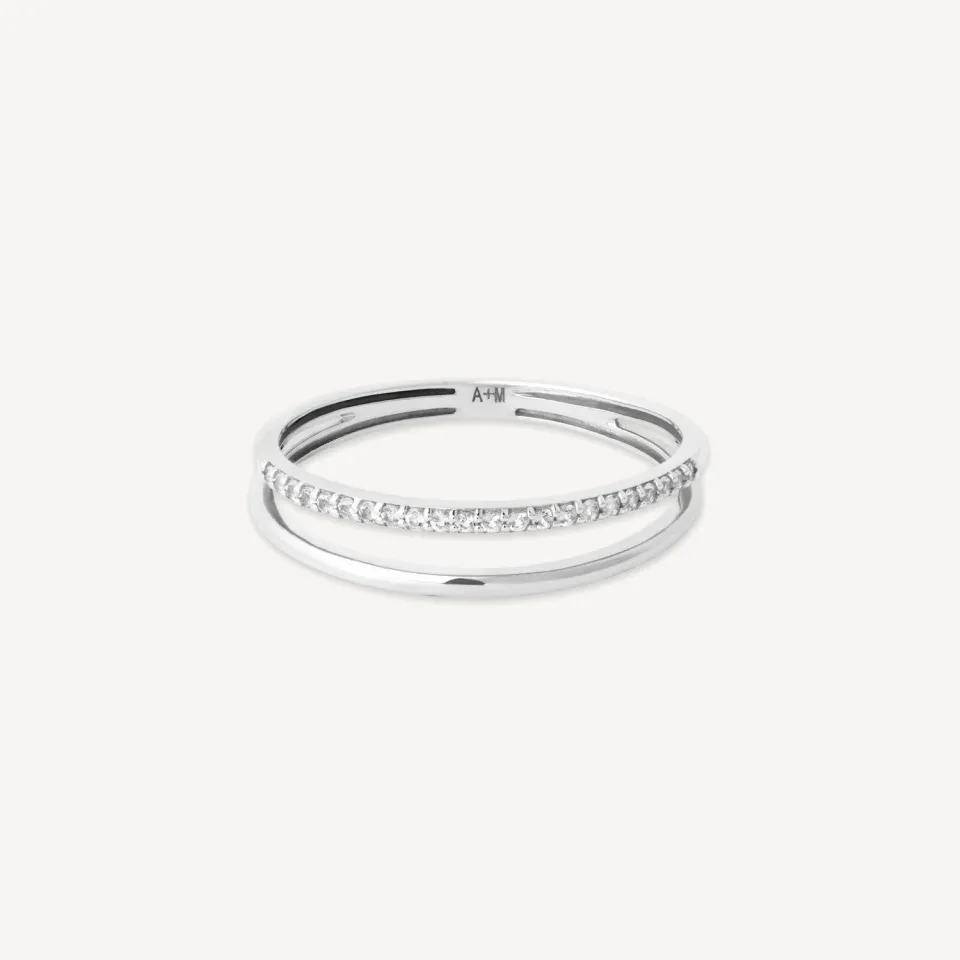 Astrid & Miyu Illusion bague or blanc topaze