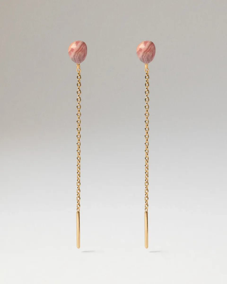 PDPAOLA Lyra Boucles Rhodochrosite Longues Dorées