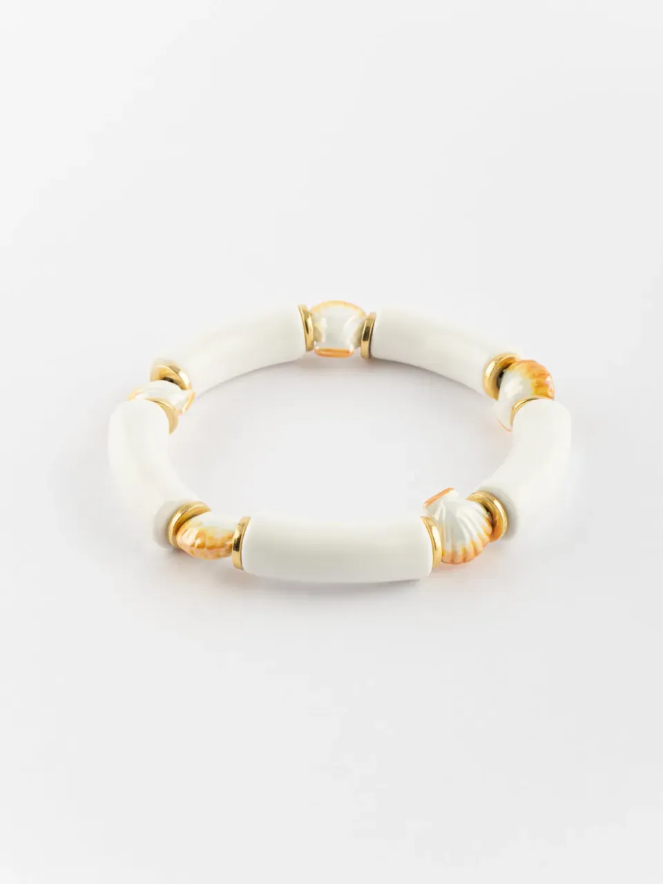 Nach Bijoux coquillage bracelet perles blanches verre 7,5 cm