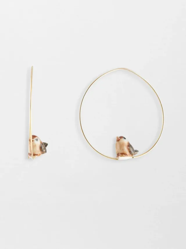 Nach Bijoux Moineau moyennes créoles oiseau 4 cm