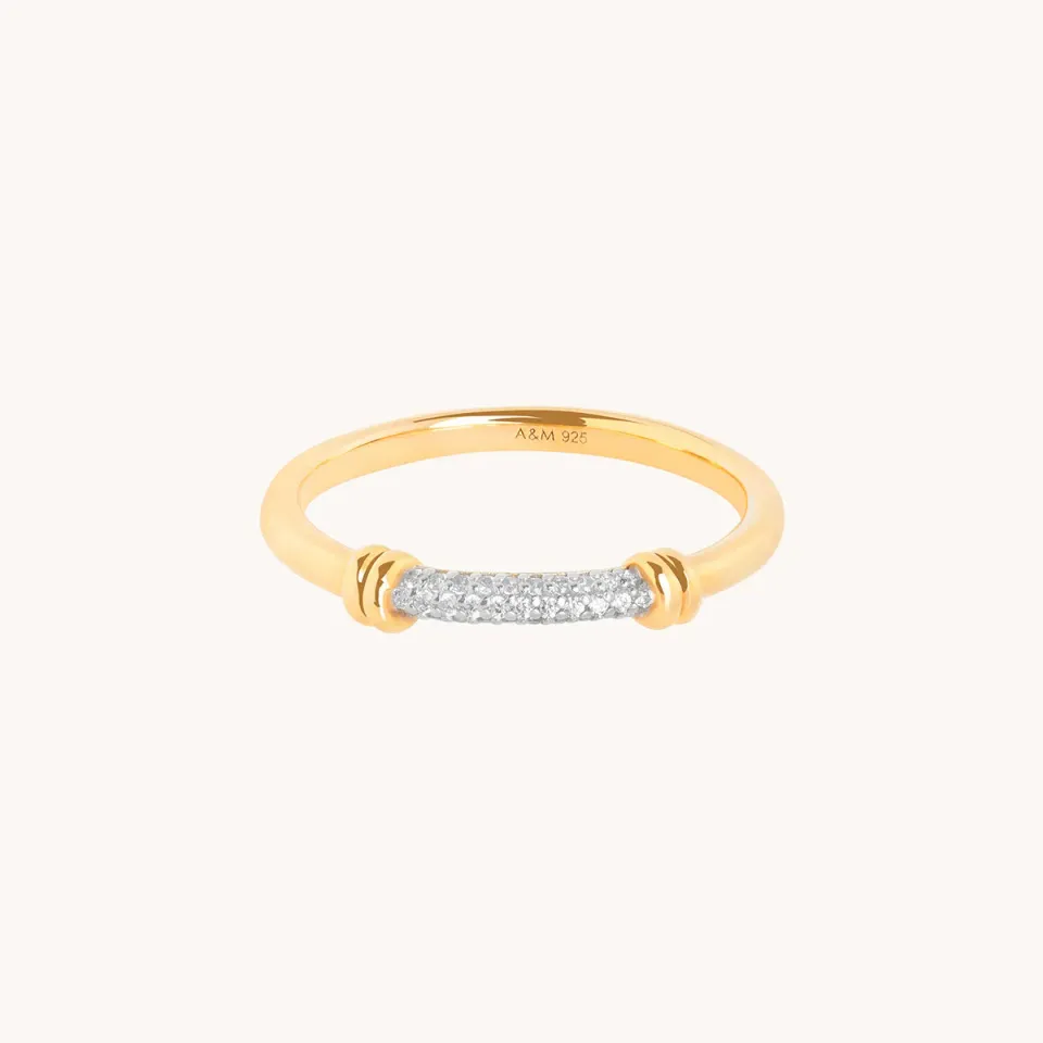 Astrid & Miyu Pavé Knot bague dorée noeud pavé