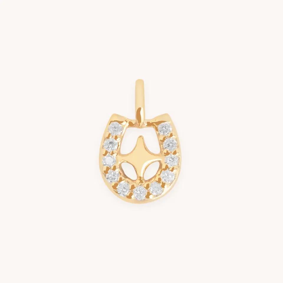 Astrid & Miyu Diamond Pavé Horseshoe Charm breloque or 9 carats