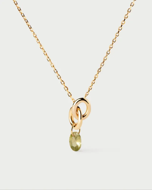 PDPAOLA Green Lily collier zirconia vert olive