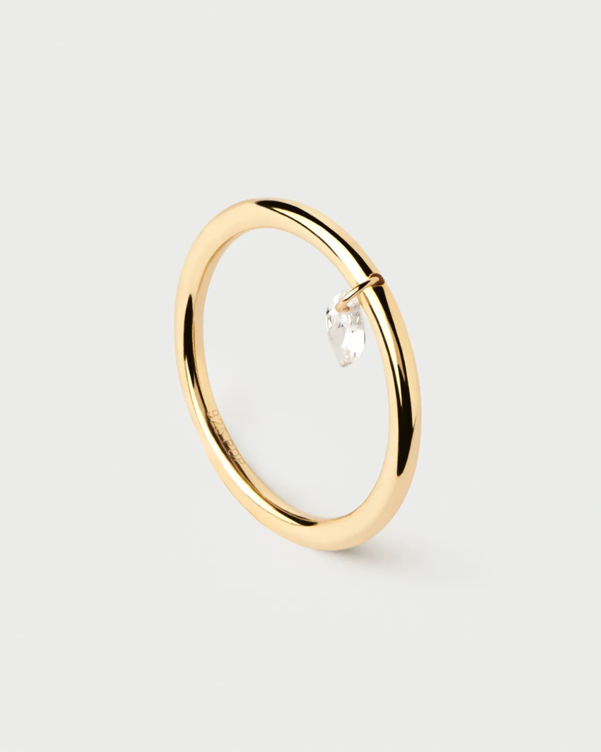 PDPAOLA Rain Solitaire bague plaqué or zircone 1,7 mm