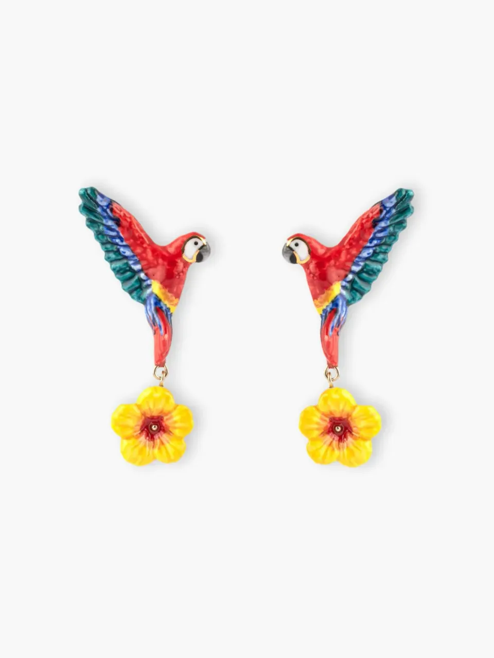 Nach Bijoux perroquet volant et hibiscus boucles d'oreilles pendantes tropicales