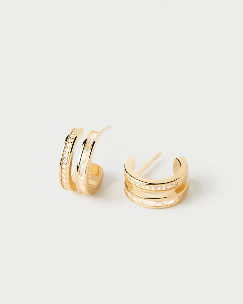 PDPAOLA Bianca Double Band créoles plaqué or 14 mm