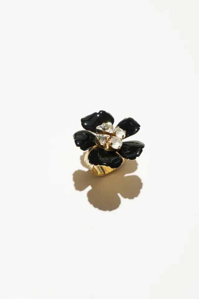 Philippe Ferrandis Black Blossom bague ajustable noire