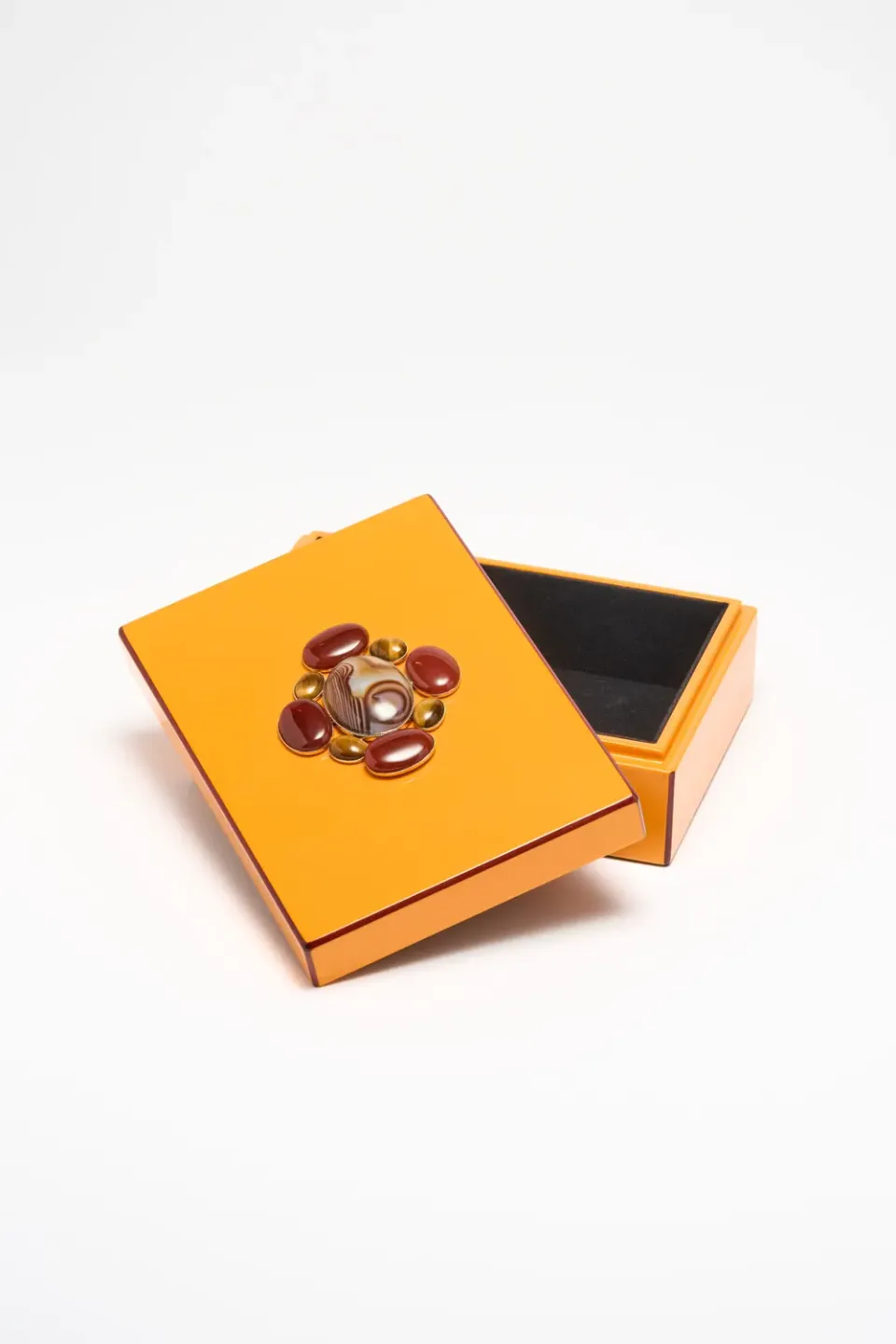 Philippe Ferrandis boîte bois laqué orange agate unique