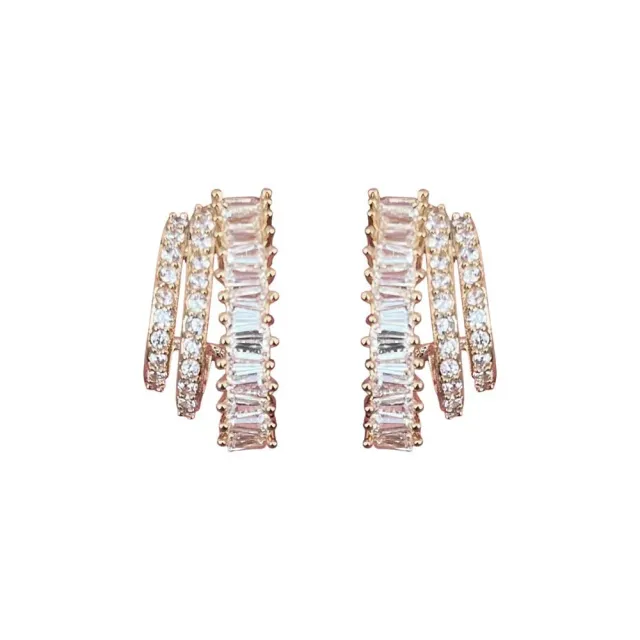 Nao de Paris 3 créoles boucles d'oreilles dorées zirconiums 1,5 cm