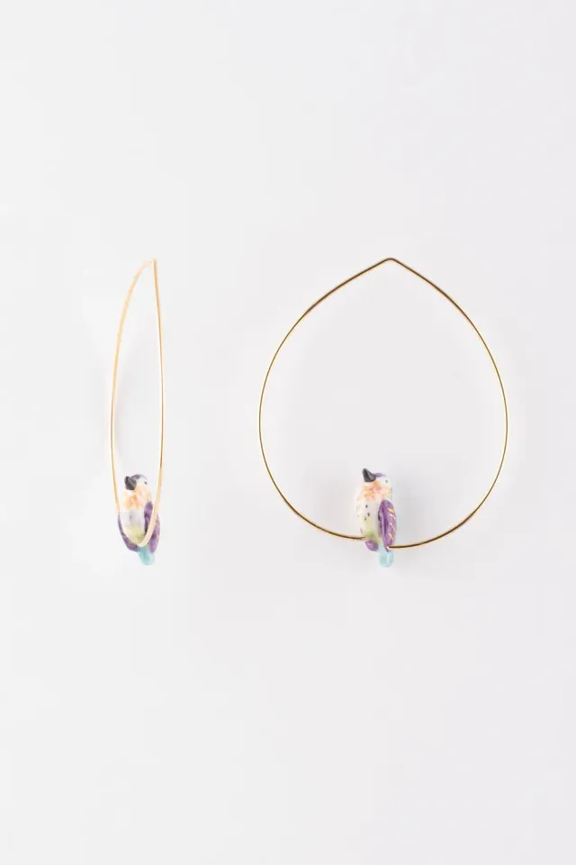Nach Bijoux colibri d'Anna moyennes créoles porcelaine