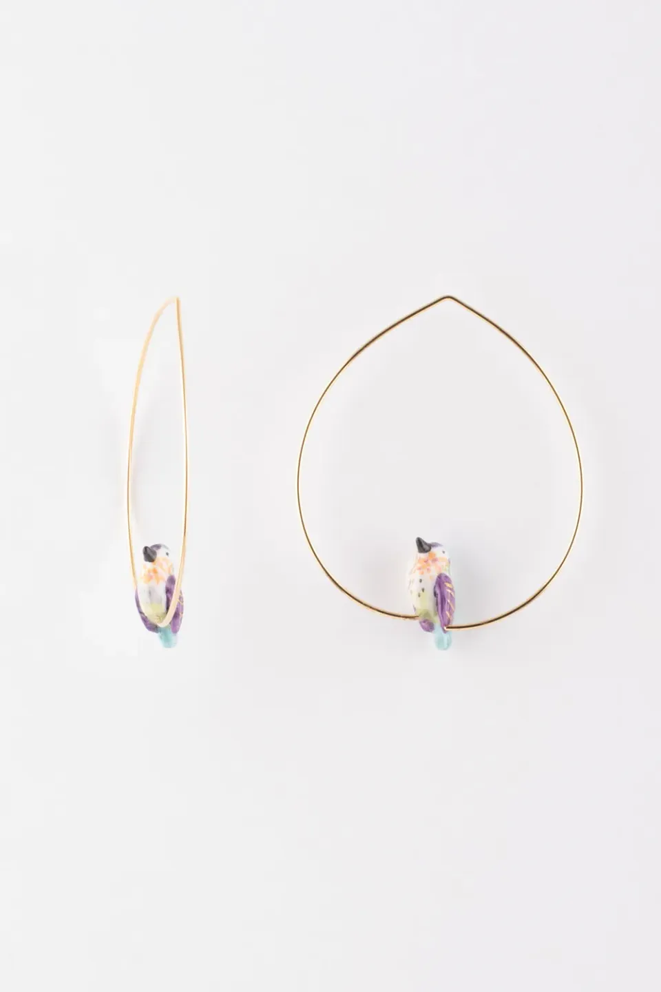 Nach Bijoux colibri d'Anna moyennes créoles porcelaine