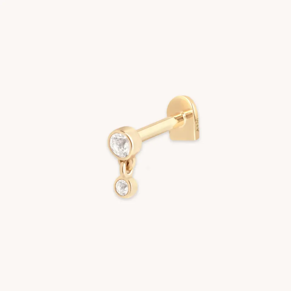 Astrid & Miyu Topaz Bezel Charm piercing topaze or massif