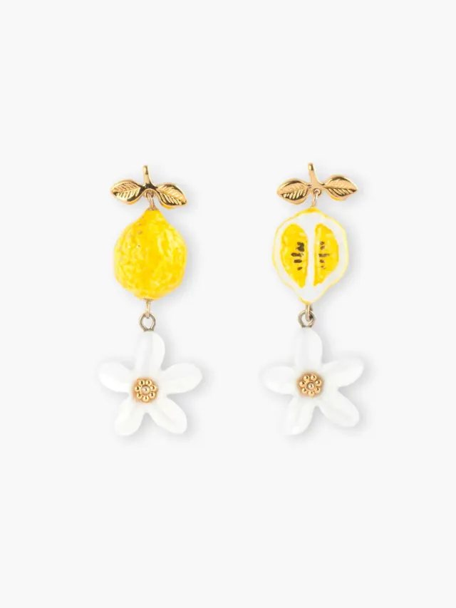 Nach Bijoux Citron boucles pendantes fleur jaune 5,2 cm