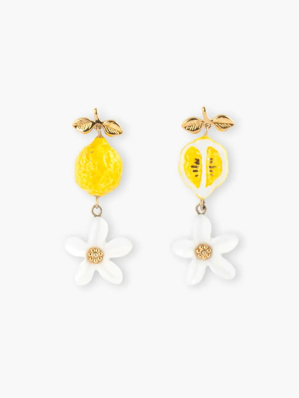 Nach Bijoux Citron boucles pendantes fleur jaune 5,2 cm