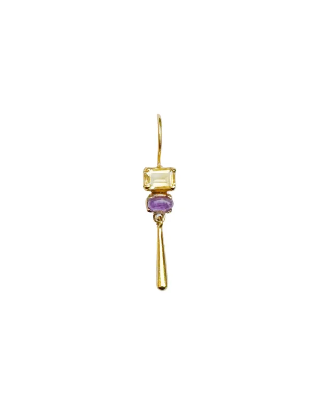 Le Fourbi de Capucine P63 boucles d'oreille citrine améthyste
