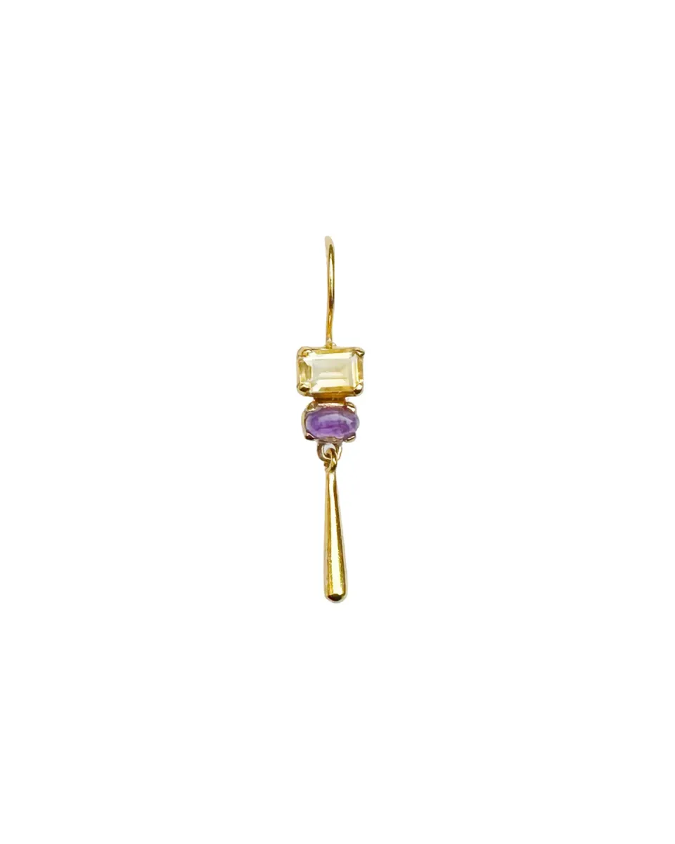 Le Fourbi de Capucine P63 boucles d'oreille citrine améthyste