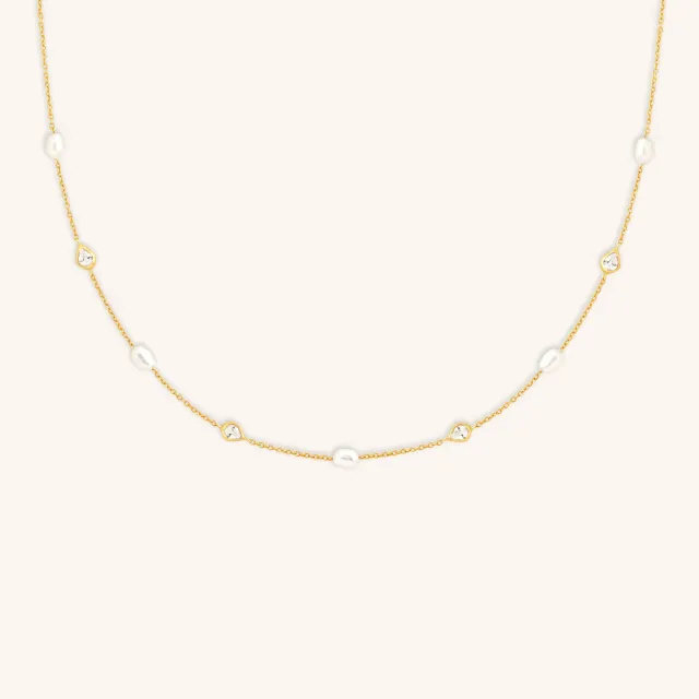 Astrid & Miyu Pearl & Crystal collier doré perle