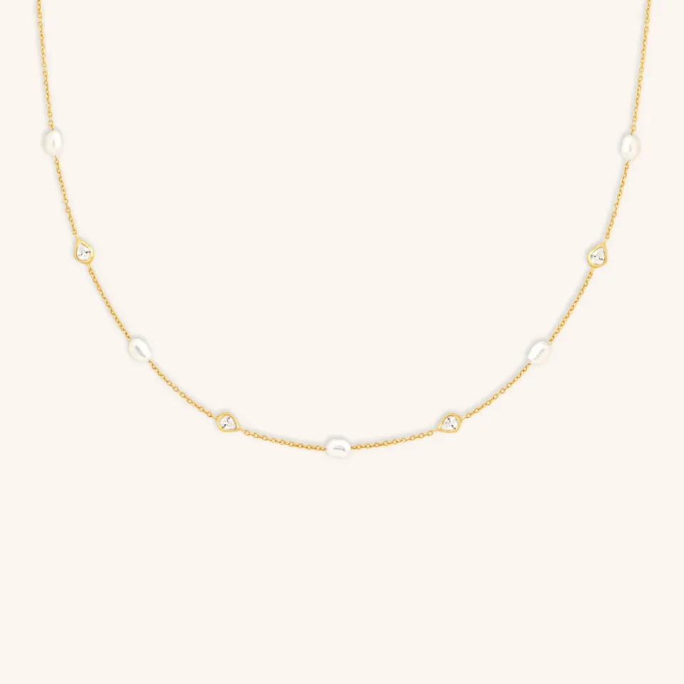 Astrid & Miyu Pearl & Crystal collier doré perle