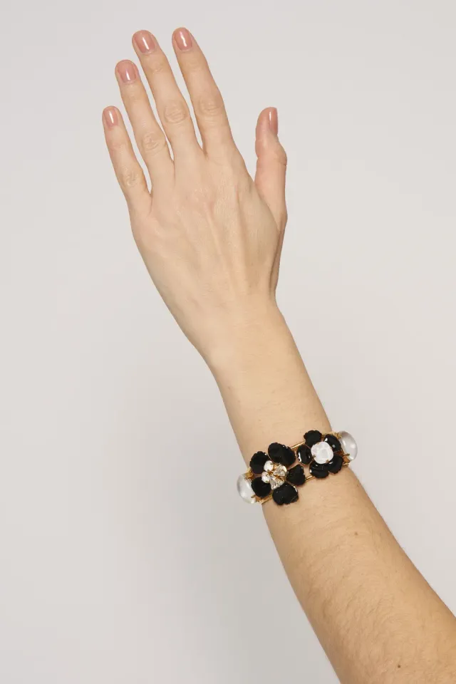 Philippe Ferrandis Black Blossom cuff noir floral