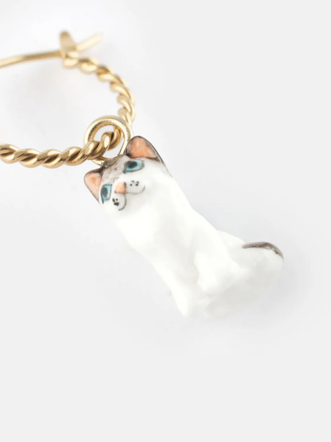 Nach Bijoux Mini créole chat Ragdoll boucle d'oreille unité porcelaine