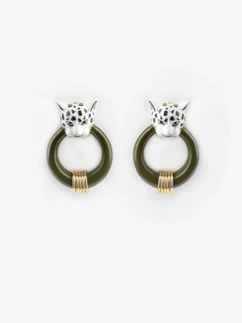 Nach Bijoux Léopard boucles d'oreilles blanc et doré