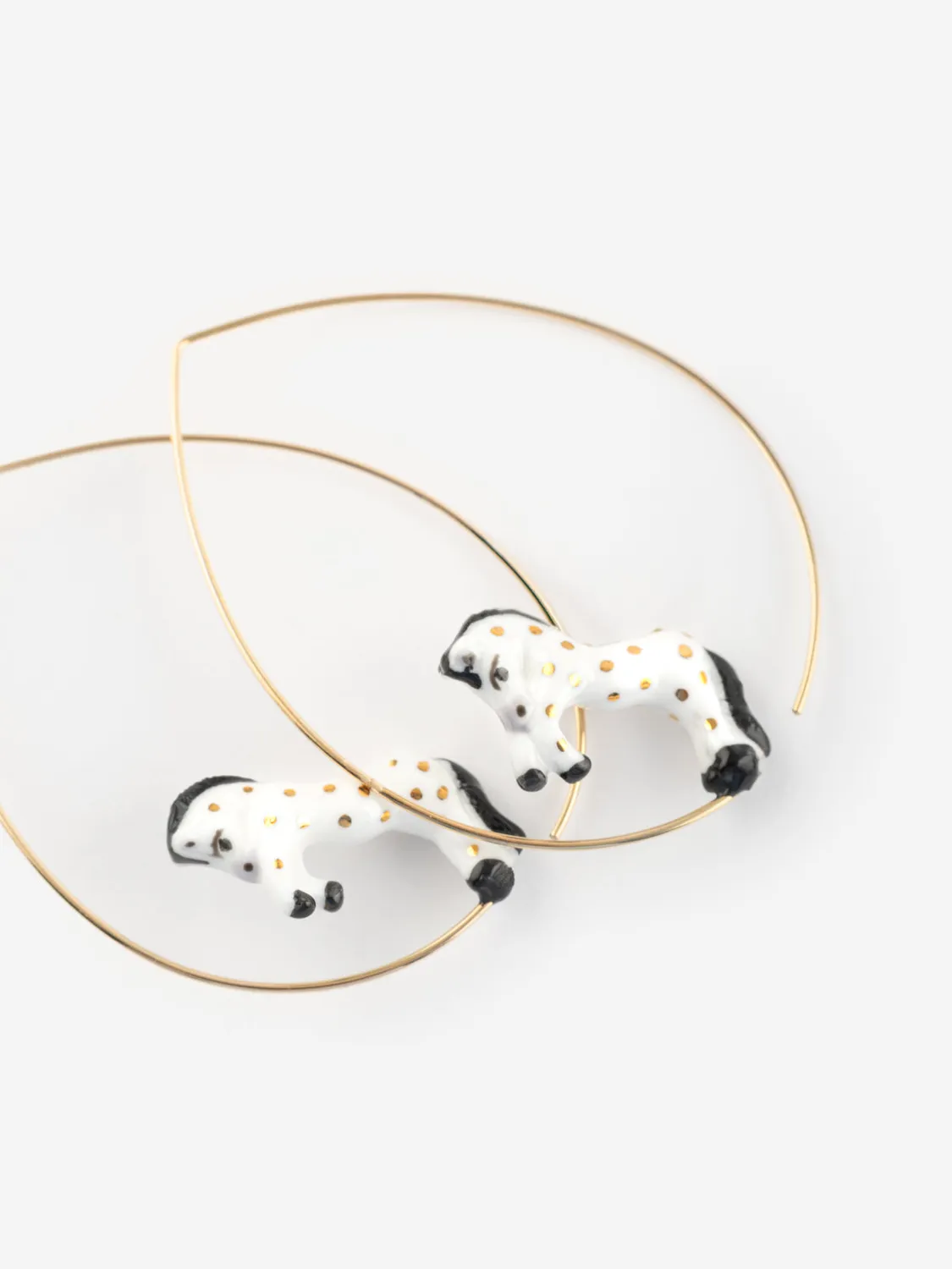 Nach Bijoux Cheval blanc grandes créoles porcelaine 2 g