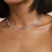 Astrid & Miyu Initial Pavé L collier pendentif argent
