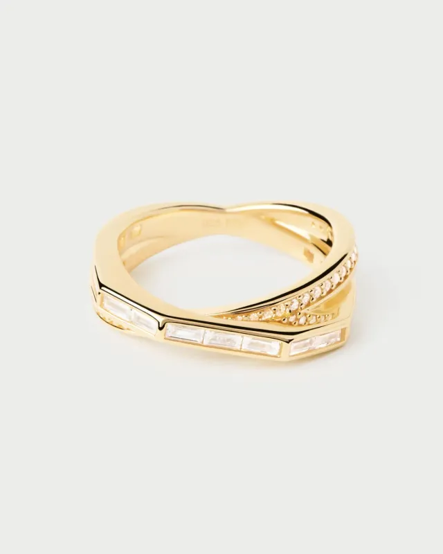 PDPAOLA Olivia bague dorée zirconia blanche