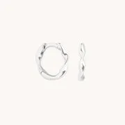 Astrid & Miyu White Topaz Marquise créoles or blanc massif
